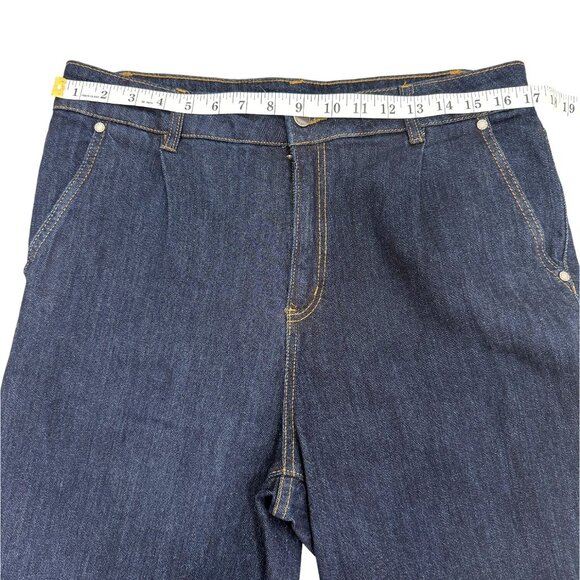 Oat Straight Leg Denim Jeans Dark Blue Raw-Hem High-Waist Womens Size 12 / 31 - Picture 6 of 8